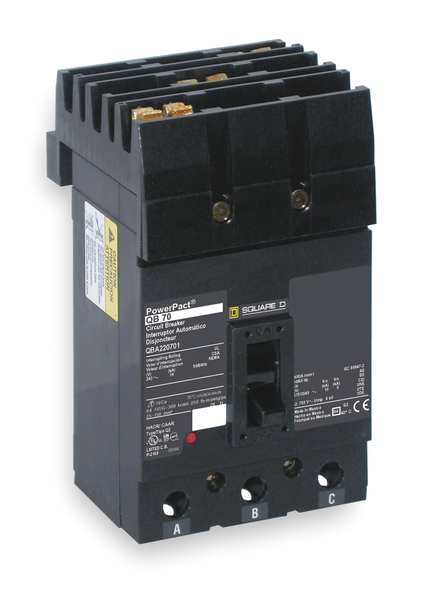 Molded Case Circuit Breaker, 70 A, 240V AC, 3 Pole, I-Line Mounting Style, QD Series