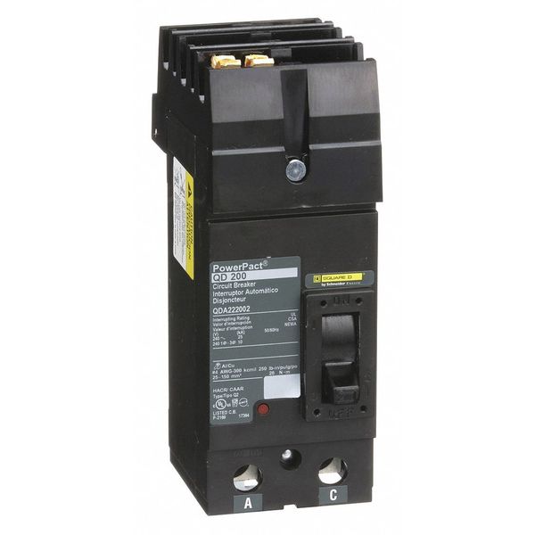 Molded Case Circuit Breaker, 200 A, 240V AC, 2 Pole, I-Line Mounting Style, QD Series