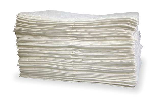 Sorbents, 18 gal/pk, Oil Absorbed, White, Polypropylene