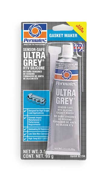 Rigid, High Torque RTV Silicone Sealant, 3.5 oz, Gray, Temp Range -65 to 500 Degrees F