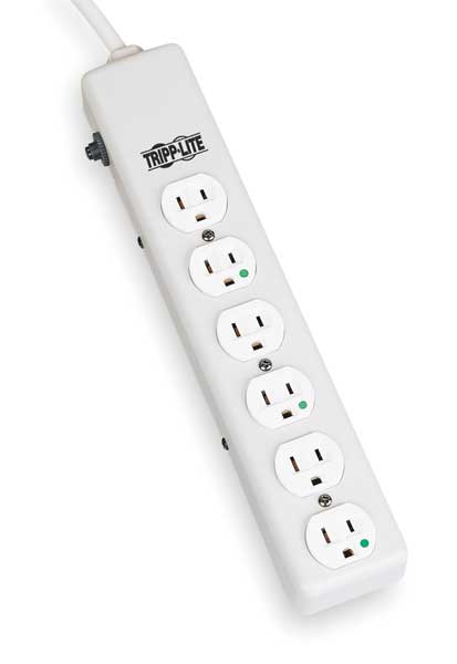 Outlet Strip, 15A, 6 Outlet, 1.5 ft., White