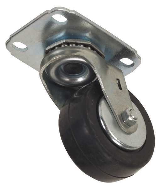 Swivel Plate Caster, Rubber, 3 in., 210 lb.