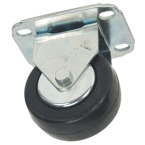 Rigid Plate Caster, Rubber, 3 in., 210 lb.