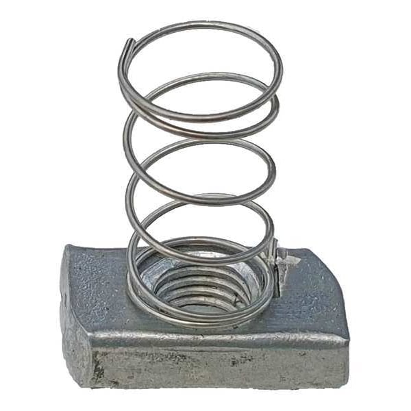 Channel Spring Nut, 3/8 In, Silver, PK25