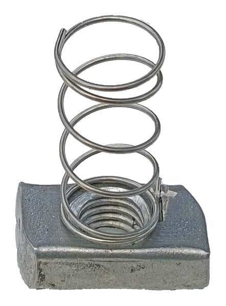 Channel Spring Nut, 1/2 In, Silver, PK25