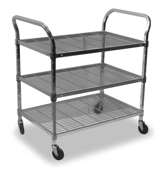 Wire Cart, 3 Shelf, 36x24x39, Zinc