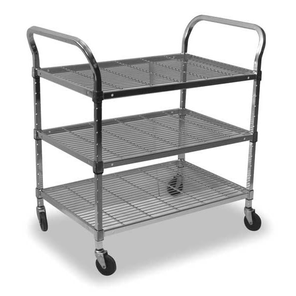 Wire Cart, 3 Shelf, 36x18x39, Chrome