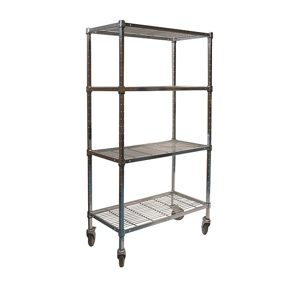 Wire Cart, 4 Shelf, 60x24x70, Chrome