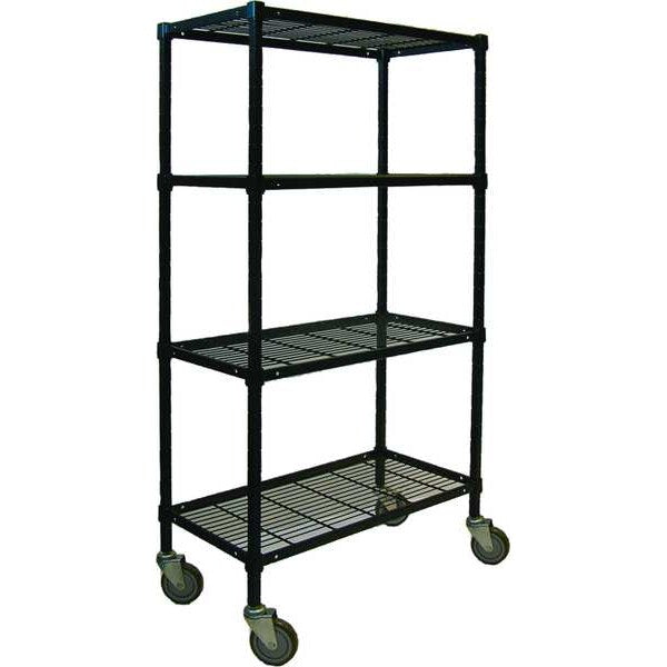 Wire Cart, 4 Shelf, 36x18x70, Black