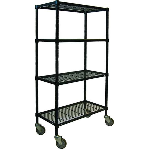 Wire Cart, 4 Shelf, 48x24x70, Black