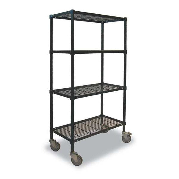Wire Cart, 4 Shelf, 36x18x70, Black
