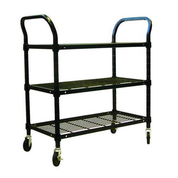 Wire Cart, 3 Shelf, 60x24x39, Black