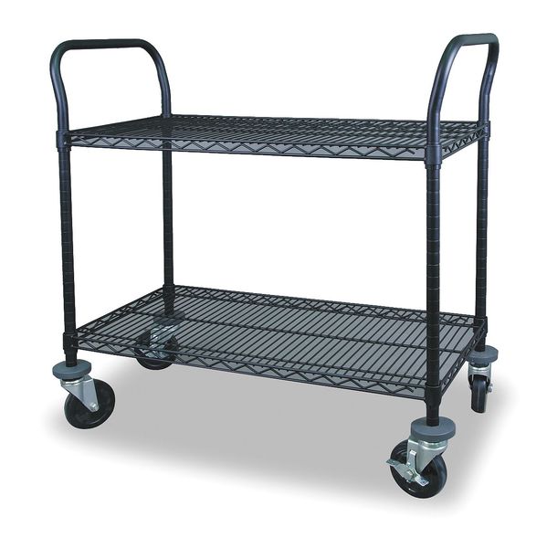 Wire Cart, 2 Shelf, 48x24x39, Black