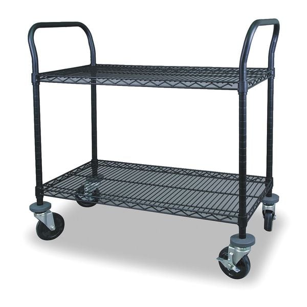Wire Cart, 2 Shelf, 48x18x39, Black