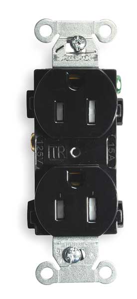 15A Duplex Receptacle 125VAC 5-15R BK
