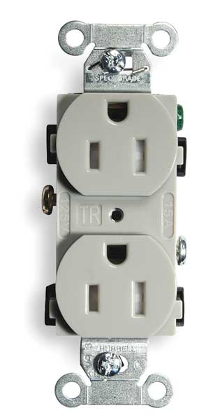 15A Duplex Receptacle 125VAC 5-15R GY