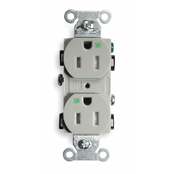 15A Duplex Receptacle 125VAC 5-15R GY