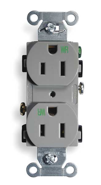15A Duplex Receptacle 125VAC 5-15R GY