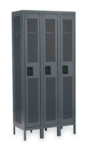 Wardrobe Locker, 36 in W, 18 in D, 78 in H, (1) Tier, (3) Wide, Gray