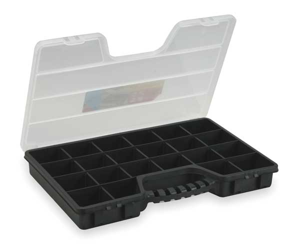 Adjustable Compartment Box with 5 to 22 compartments, Plastic, 2 1/2 in H x 20 in W