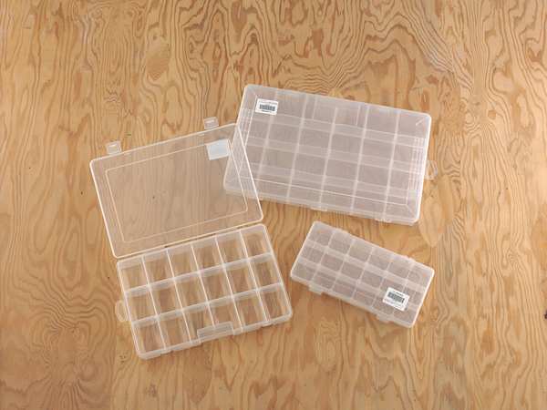 Adjustable Compartment Box with 3 to 18 compartments, Plastic, 1-3/8