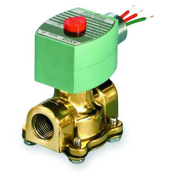 120V AC Brass Solenoid Valve, Normally Open, 3/4 in Pipe Size