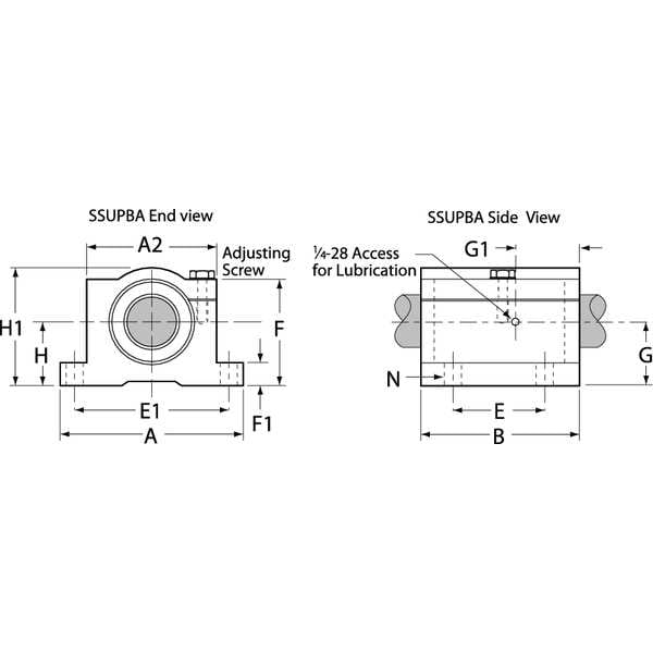 Pillow Block, 1.250 In Bore, 7.500 In L