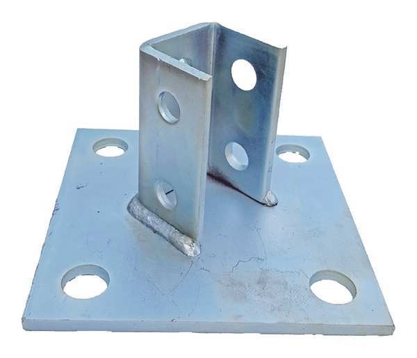 Post Base, 6 In, Silver, Material: Steel