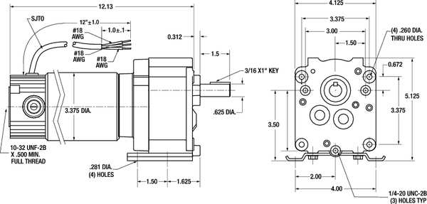 DC Gearmotor, 280.0 in-lb Max. Torque, 42 RPM Nameplate RPM, 90V DC Voltage
