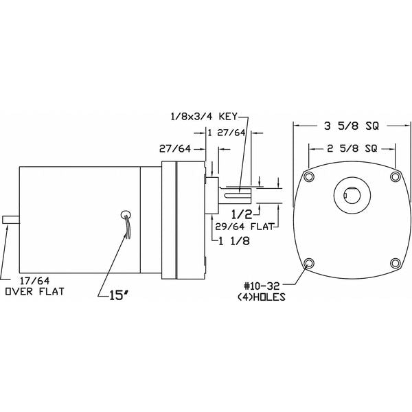 AC Gearmotor, 150.0 in-lb Max. Torque, 17 RPM Nameplate RPM, 115/230V AC Voltage, 1 Phase