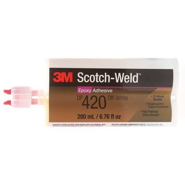 Epoxy Adhesive, DP420 Series, Off-White, 2:01 Mix Ratio, 2 hr Functional Cure, Dual-Cartridge