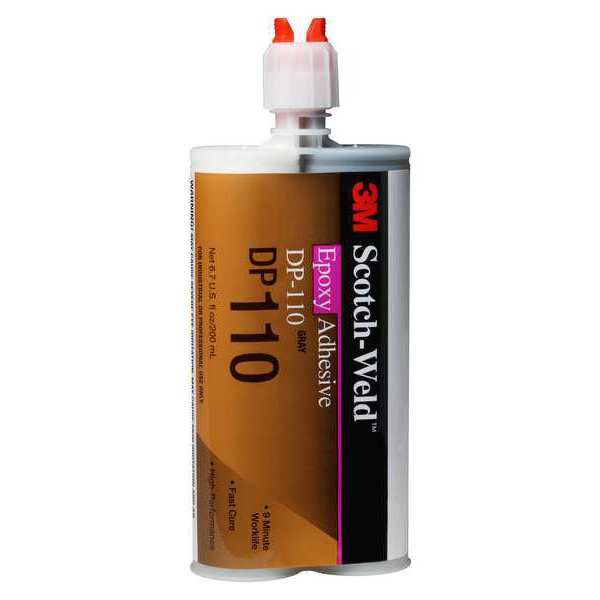 Epoxy Adhesive, DP110 Series, Gray, 1:01 Mix Ratio, 20 min Functional Cure, Dual-Cartridge