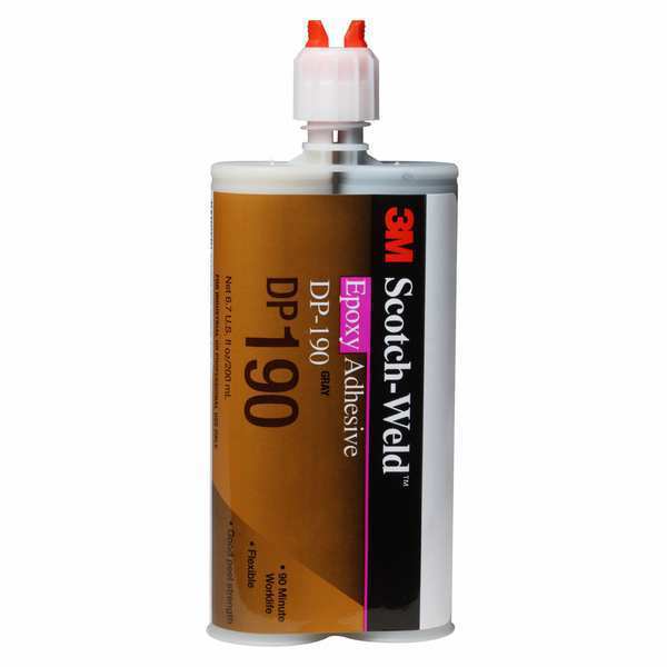 Epoxy Adhesive, DP190 Series, Gray, 1:01 Mix Ratio, 12 hr Functional Cure, Dual-Cartridge