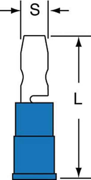 Male Bullet Discon, Blue, 16-14AWG, PK1000
