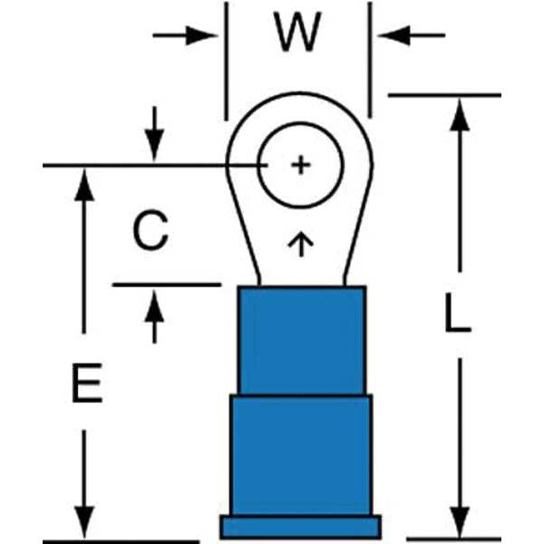 16-14 AWG Vinyl Ring Terminal #6 Stud PK1000