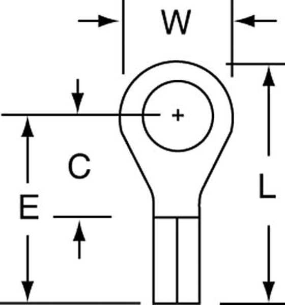 16-14 AWG Non-Insulated Ring Terminal #10 Stud PK1000