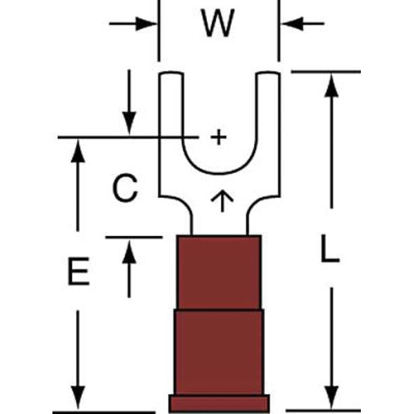 22-18 AWG Nylon Block Fork Terminal #10 Stud PK1000