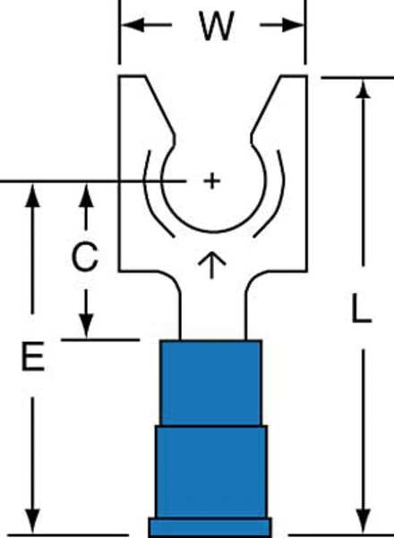 16-14 AWG Vinyl Locking Fork Terminal 1/4