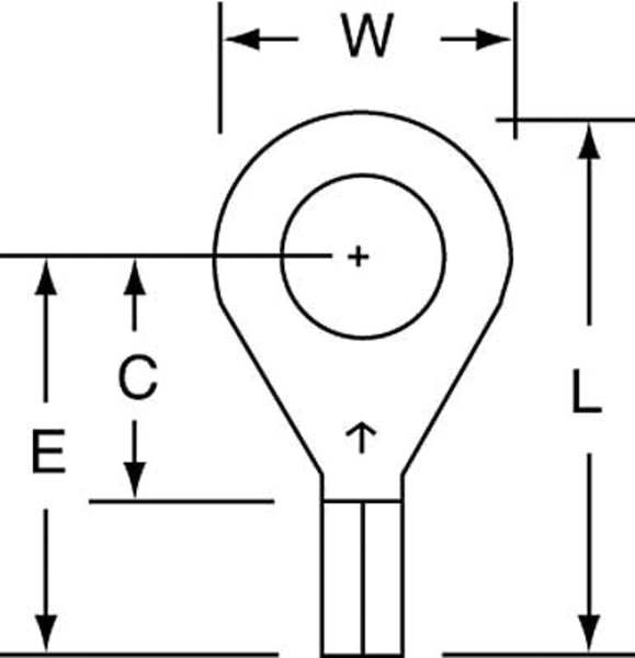 22-18 AWG Non-Insulated Ring Terminal 1/4