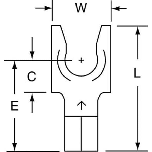 12-10 AWG Non-Insulated Locking Fork Terminal 1/4