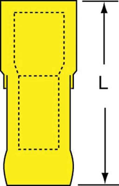 Female Disconnect, Yellow, 12-10AWG, PK500
