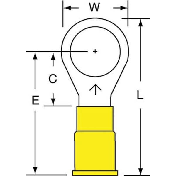 12-10 AWG Vinyl Ring Terminal 3/8