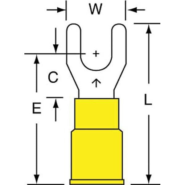 12-10 AWG Nylon Fork Terminal #10 Stud PK500
