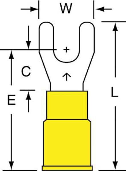 12-10 AWG Nylon Fork Terminal #8 Stud PK500