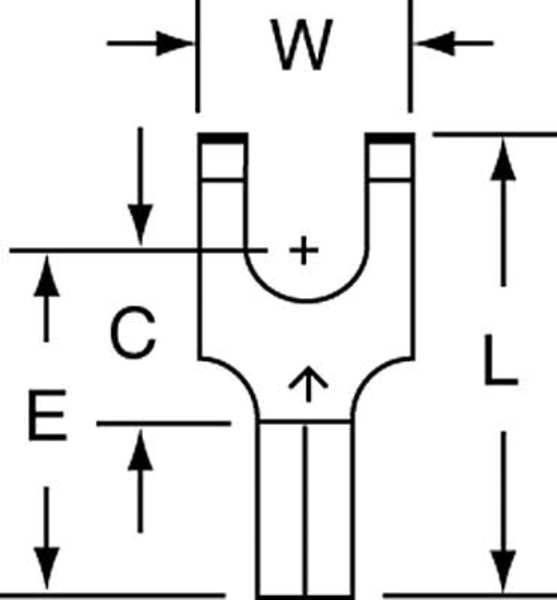22-18 AWG Non-Insulated Block Fork Terminal #6 Stud PK1000