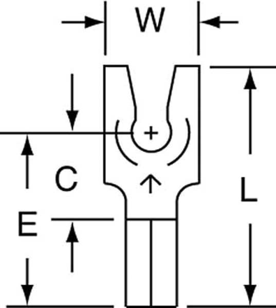 22-18 AWG Non-Insulated Locking Fork Terminal #4 Stud PK1000