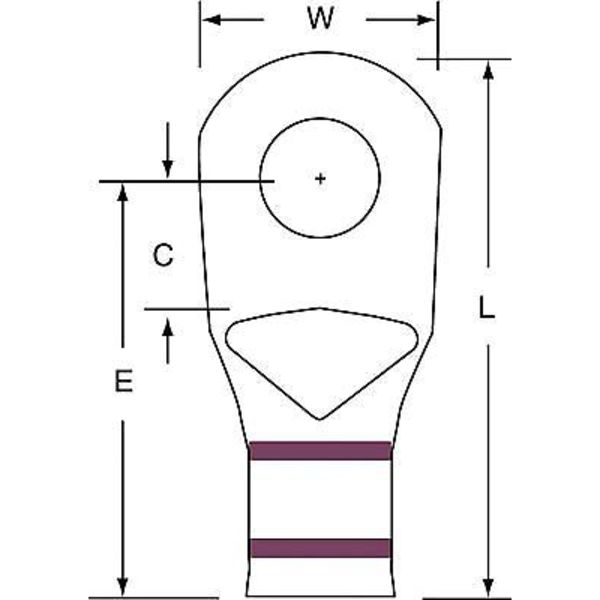 One Hole Lug Compress Conct, 2 AWG, PK100