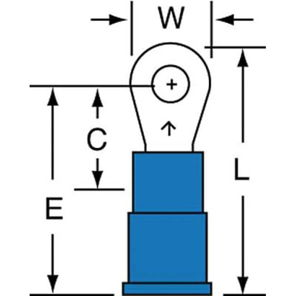 16-14 AWG Vinyl Ring Terminal #4 Stud PK1000