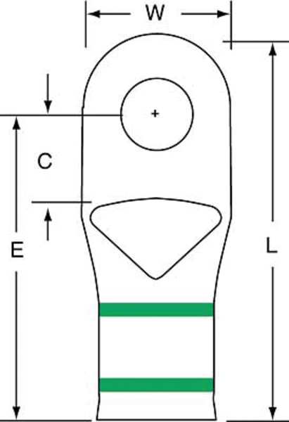 One Hole Lug Compress Conct, 1 AWG, PK100