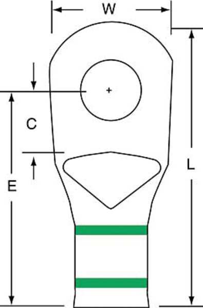 One Hole Lug Compress Conct, 1 AWG, PK100